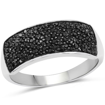 0.43 ct. Genuine Black Diamond .925 Sterling Silver Ring